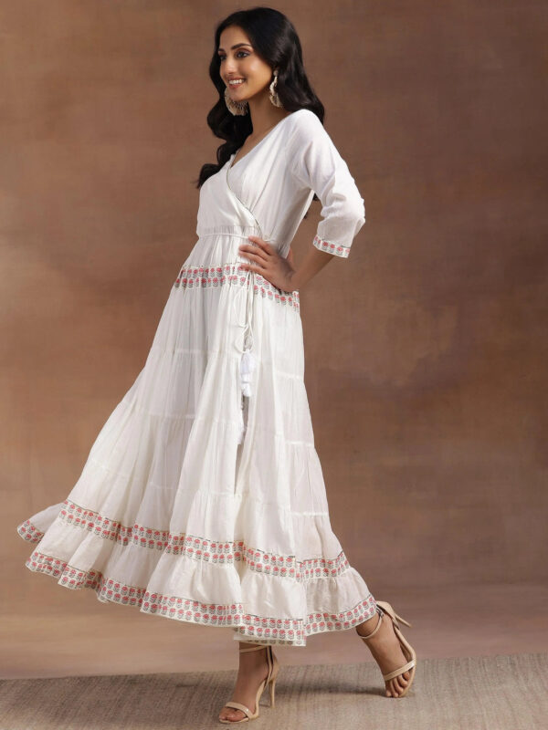 White Printed Cotton Maxi Dress - Image 4