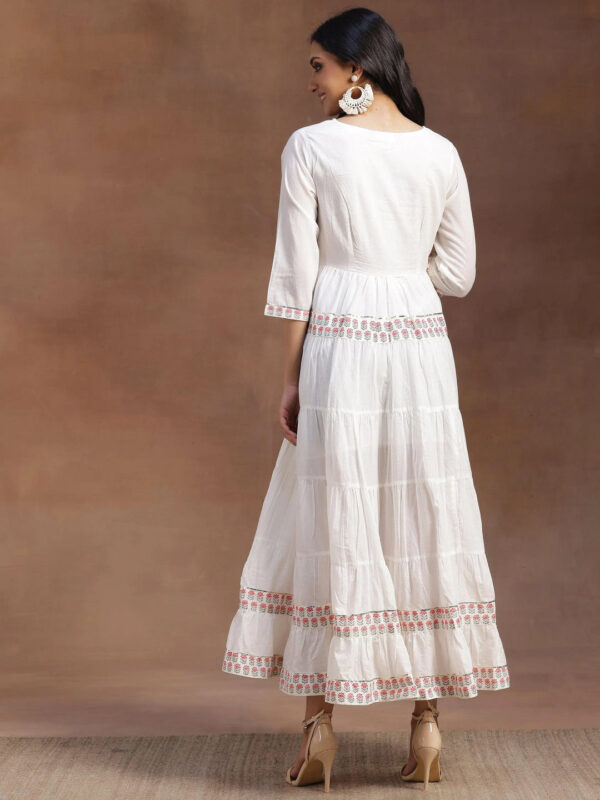 White Printed Cotton Maxi Dress - Image 3